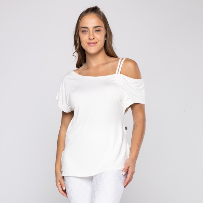 Blusa Feminina Manga Curta Detalhe Ombro