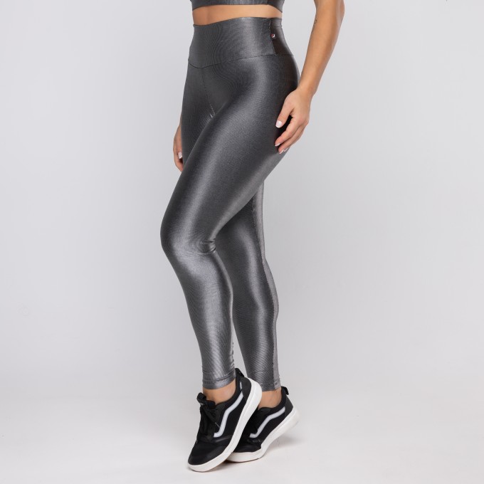 Calça Legging Fitness Feminina Cós Alto Poliamida Acetinado
