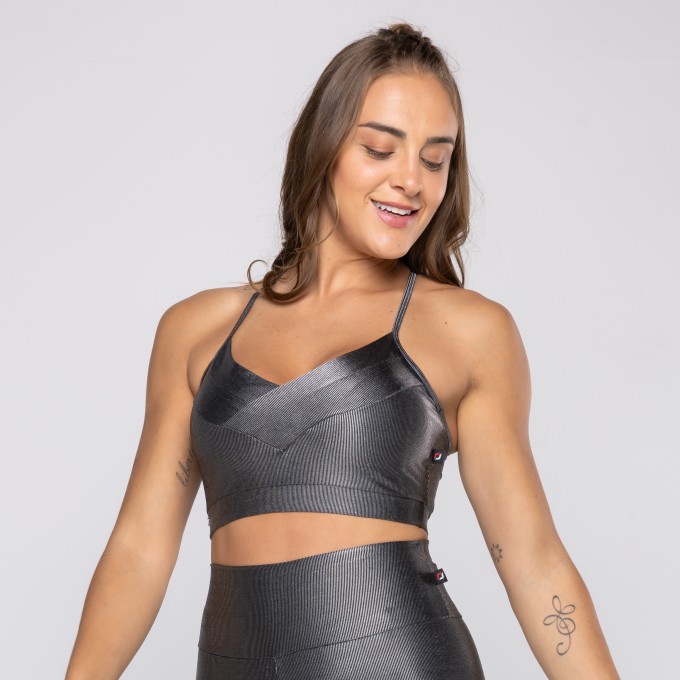 Top Fitness Feminino Alcinha Com Bojo Removível Poliamida