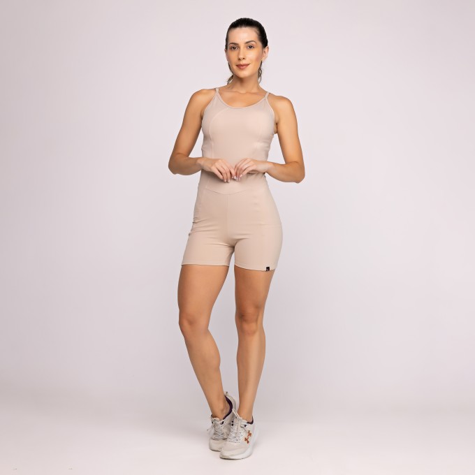 Macaquinho Fitness Feminino Poliamida Compressão Bolsos - Beatriz