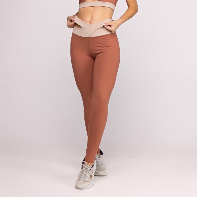 Legging Fitness Feminina Cós Transpasse Compressão Poliamida Herica