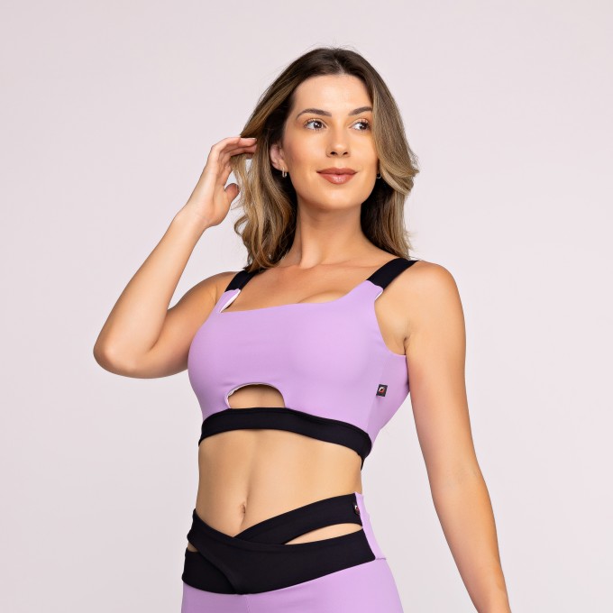 Top Fitness Feminino Sustentação Alças Largas e Bojo - Estela