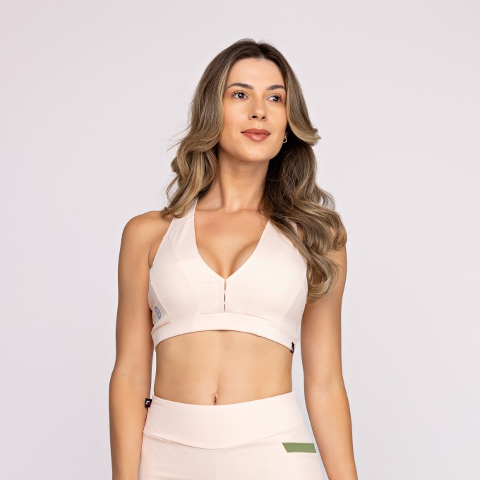 Top Fitness Feminino Alta Compressão Alças Largas 3 Em 1 Poliamida