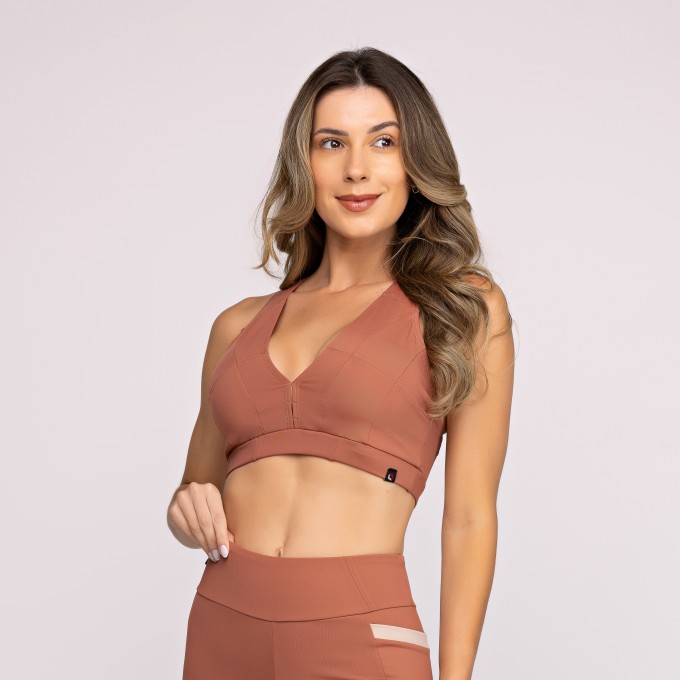 Top Fitness Feminino Alta Compressão Alças Largas 3 Em 1 Poliamida