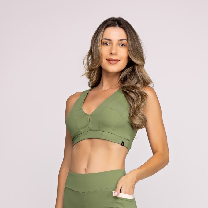 Top Fitness Feminino Alta Compressão Alças Largas 3 Em 1 Poliamida