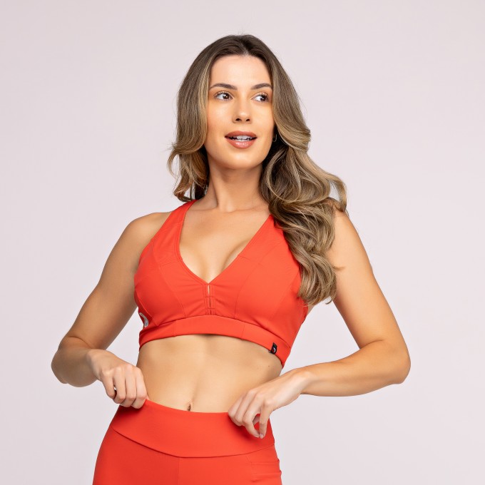 Top Fitness Feminino Alta Compressão Alças Largas 3 Em 1 Poliamida