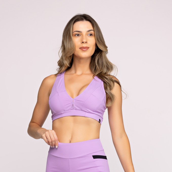 Top Fitness Feminino Alta Compressão Alças Largas 3 Em 1 Poliamida