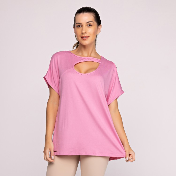 Blusa Feminina Manga Curta Decote Detalhe Ombro