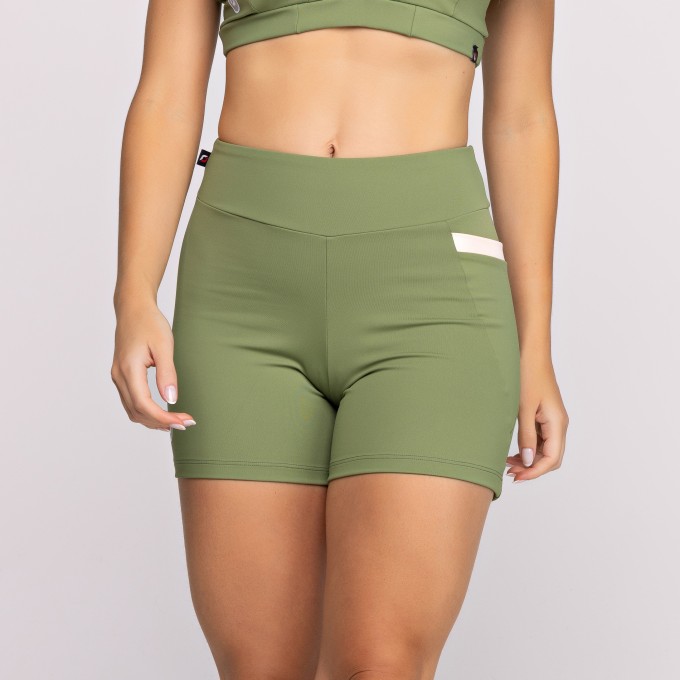 Short Fitness Feminino Cós Alto Bolso Alta Compressão - Elen