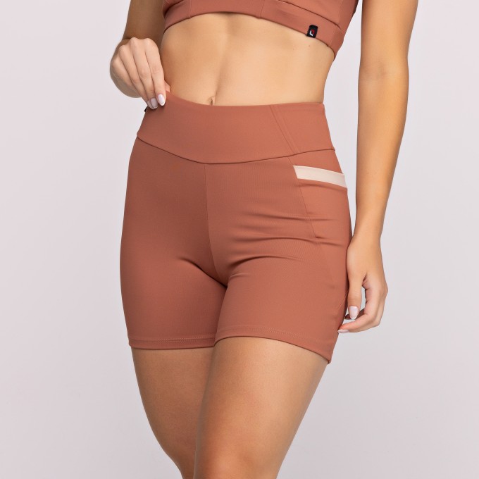 Short Fitness Feminino Cós Alto Bolso Alta Compressão - Elen