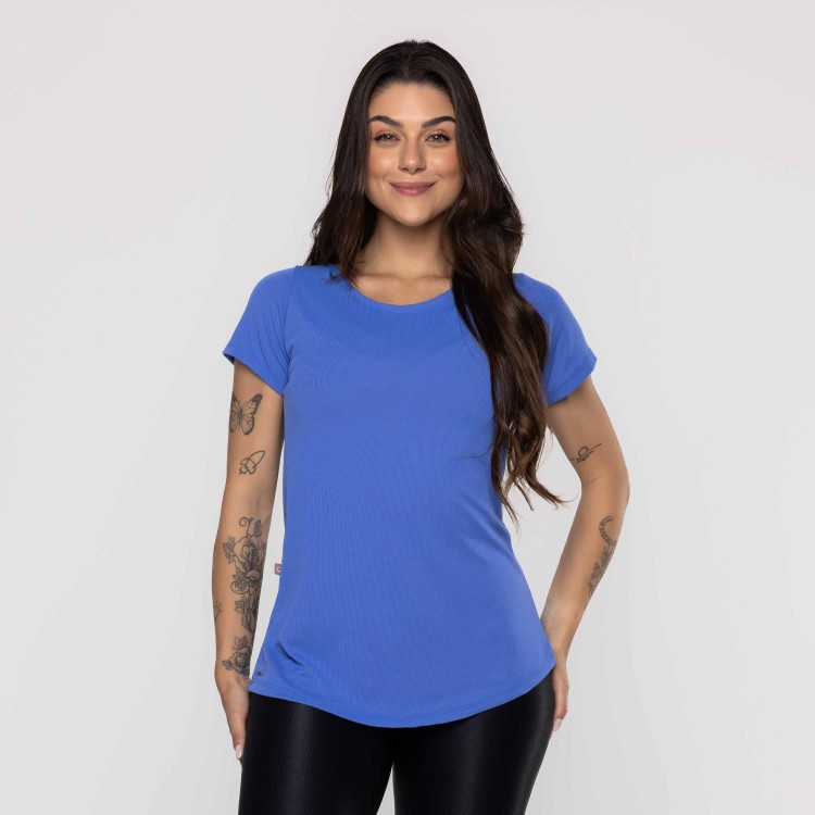 Blusa Fitness Feminina Tapa Bumbum Gola Redonda Manga Curta