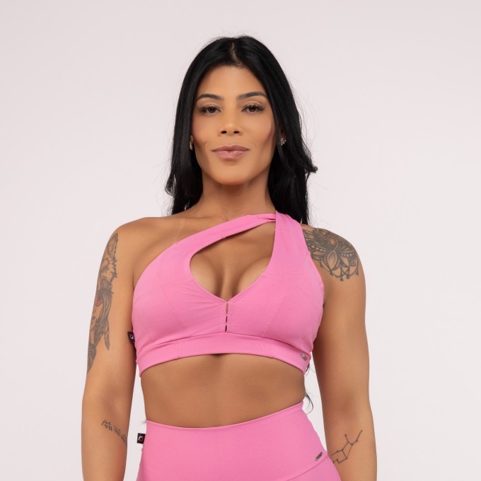 Top Fitness Feminino Alta Compressão Alças Largas 3 Em 1 Poliamida