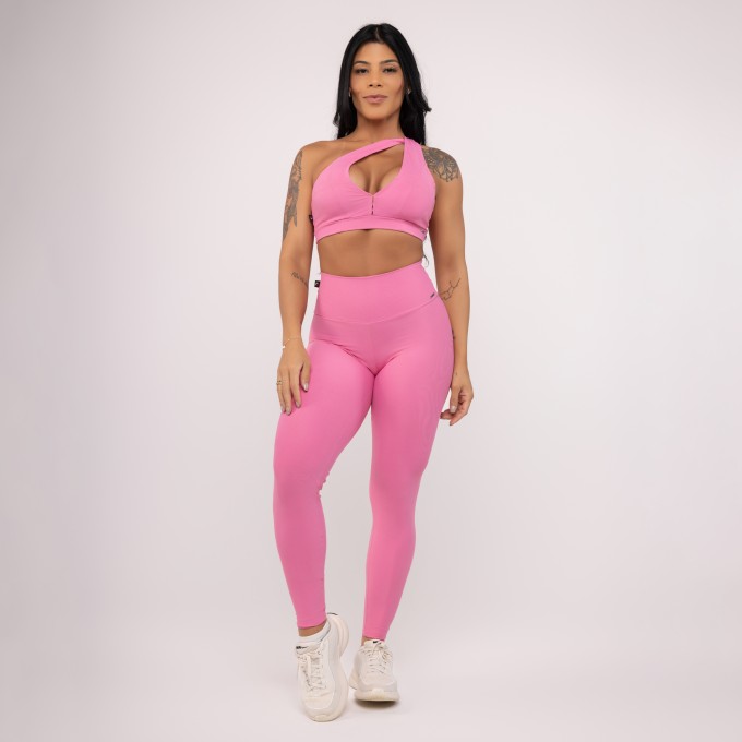 Conjunto Legging Fitness Feminina Poliamida + Top Sustentação Bojo