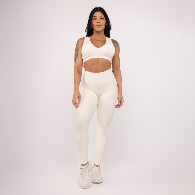 Conjunto Legging Fitness Feminina Poliamida + Top Sustentação Bojo