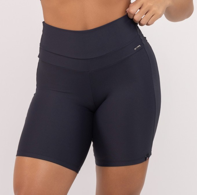 Bermuda Fitness Feminina Alta Detalhe Lateral Suplex Poliamida