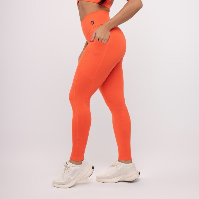 Calça Legging Fitness Feminina Bolsos Laterais Cintura Alta