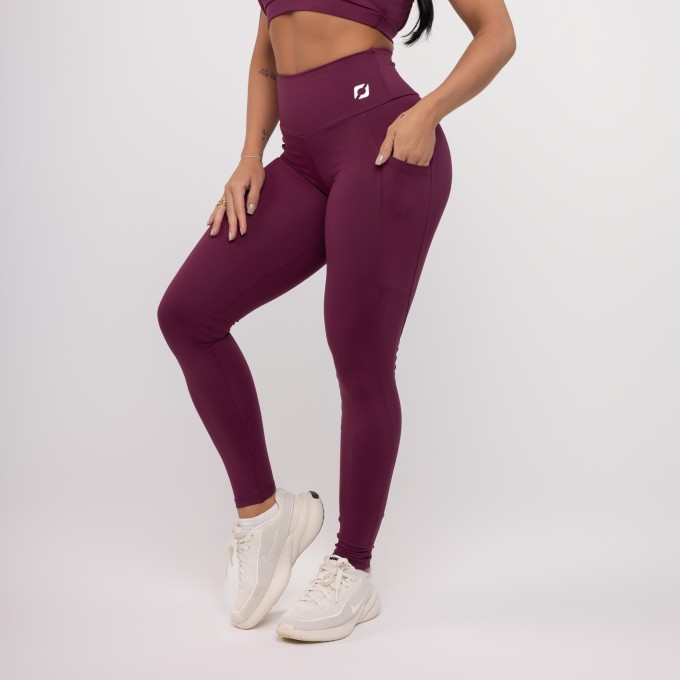 Calça Legging Fitness Feminina Bolsos Laterais Cintura Alta