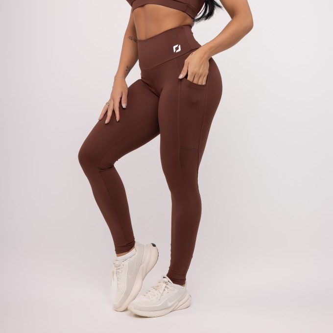 Calça Legging Fitness Feminina Bolsos Laterais Cintura Alta