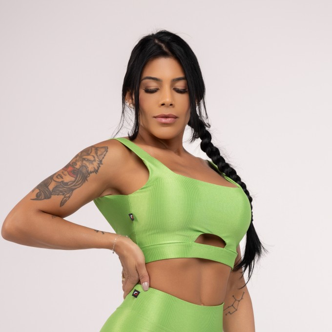 Top Fitness Feminino Sustentação Alças Largas Costa Cavada Bojo