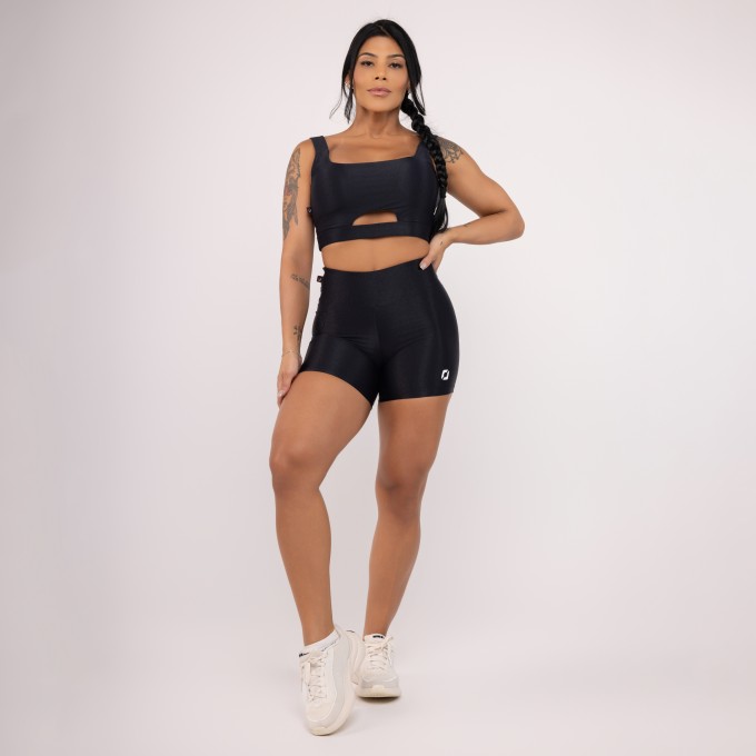 Conjunto Short e Top Fitness Feminino Poliamida Compressão