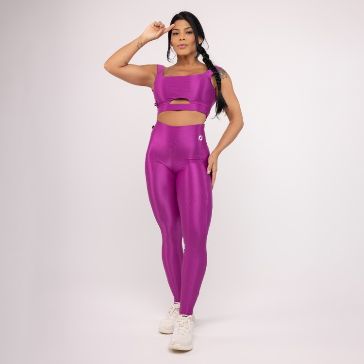 Conjunto legging Bolso e Top Fitness Feminino Poliamida Compressão