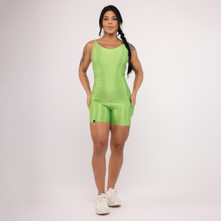 Macaquinho Fitness Feminino Bolso Lateral  Bojo Poliamida