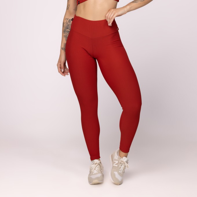 Calça Legging Fitness Feminina cós alto Textura Canelado Poliamida