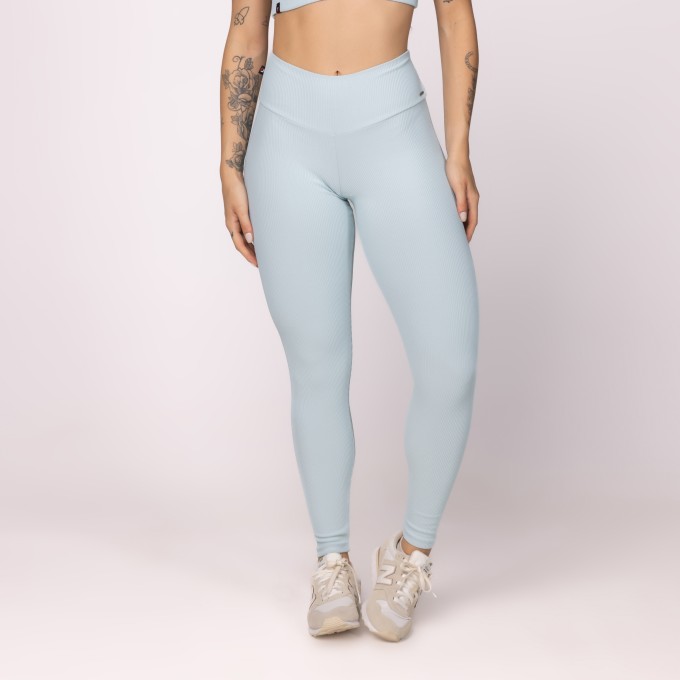 Calça Legging Fitness Feminina cós alto Textura Canelado Poliamida