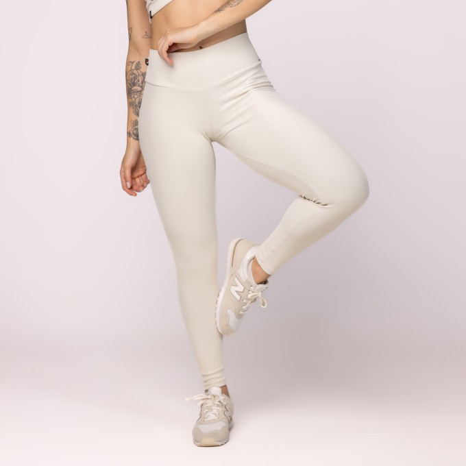 Calça Legging Fitness Feminina cós alto Textura Canelado Poliamida