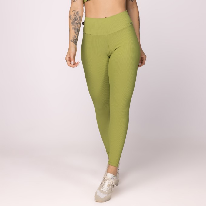 Calça Legging Fitness Feminina cós alto Textura Canelado Poliamida