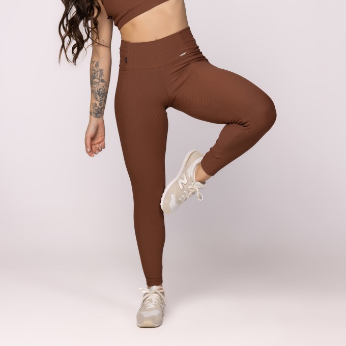 Calça Legging Fitness Recorte Lateral cós alongado Textura Poliamida