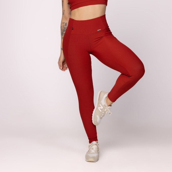 Calça Legging Fitness Recorte Lateral cós alongado Textura Poliamida