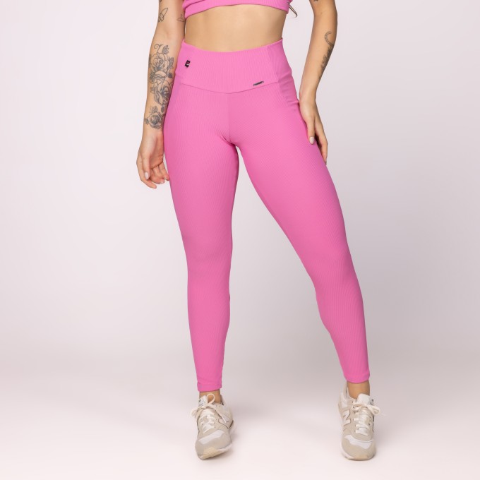 Calça Legging Fitness Recorte Lateral cós alongado Textura Poliamida
