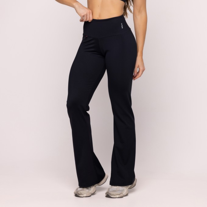 Calça Flare Lisa Feminina Cintura Alta Boca Larga