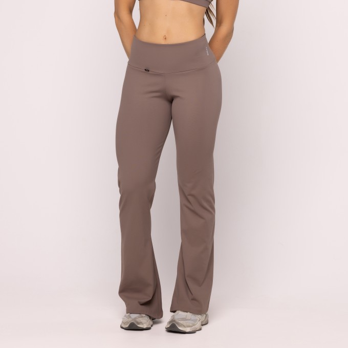 Calça Flare Lisa Feminina Cintura Alta Boca Larga
