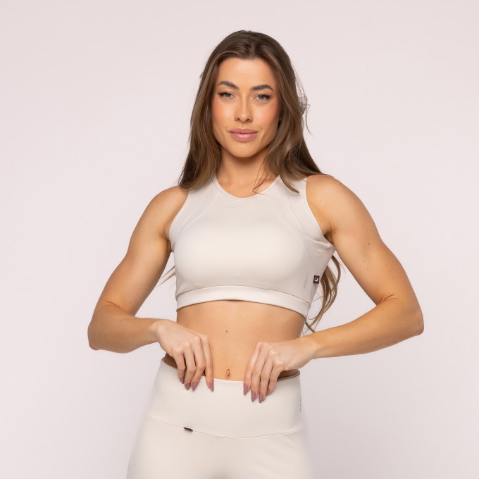 Top Recorte Fitness Feminino Liso Sustentação