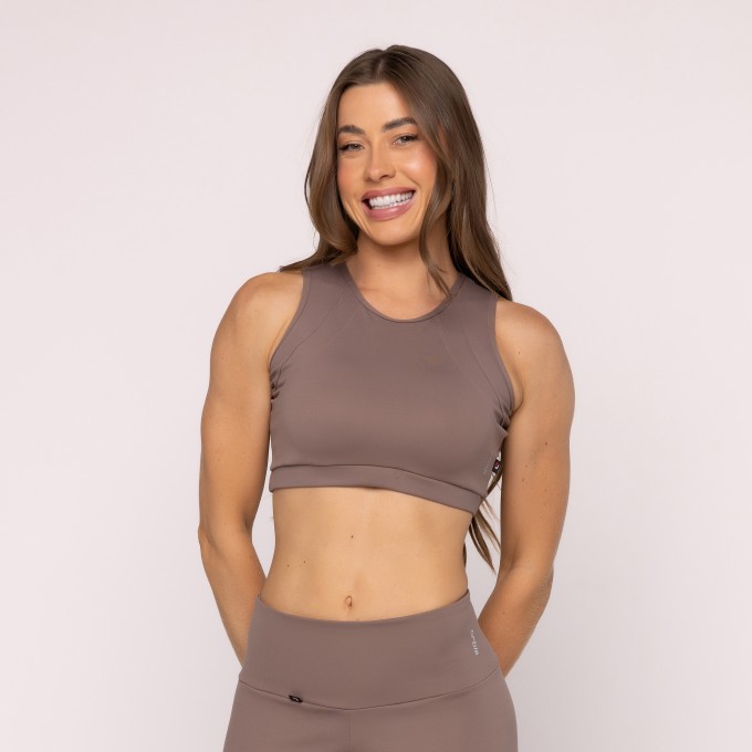 Top Recorte Fitness Feminino Liso Sustentação
