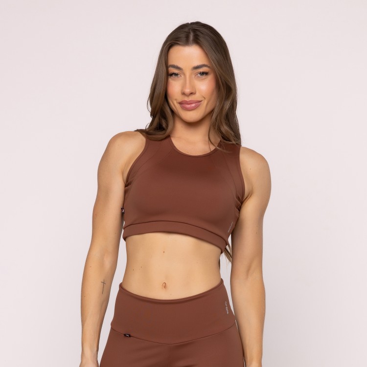 Top Recorte Fitness Feminino Liso Sustentação