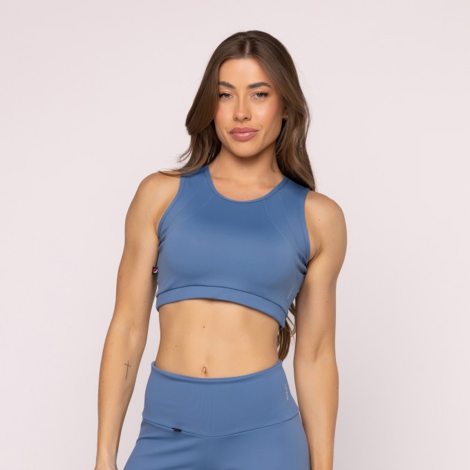Top Recorte Fitness Feminino Liso Sustentação