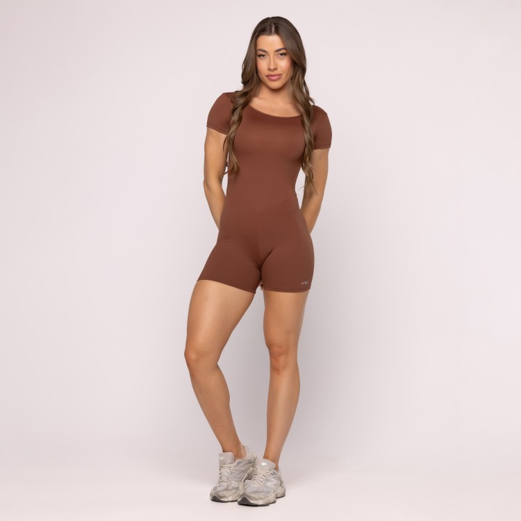 Macaquinho Manga Fitness Feminino Decote