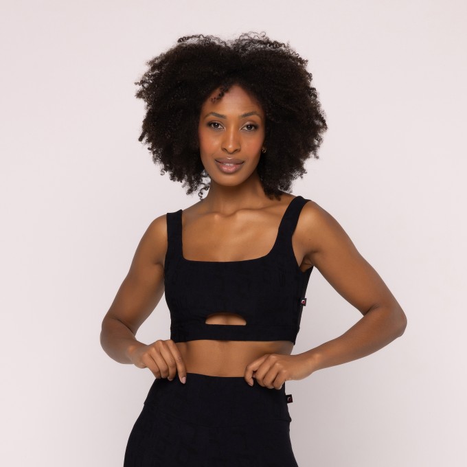 Top Fitness Decote Orbis Feminino Bojo Removível Alça Poliamida