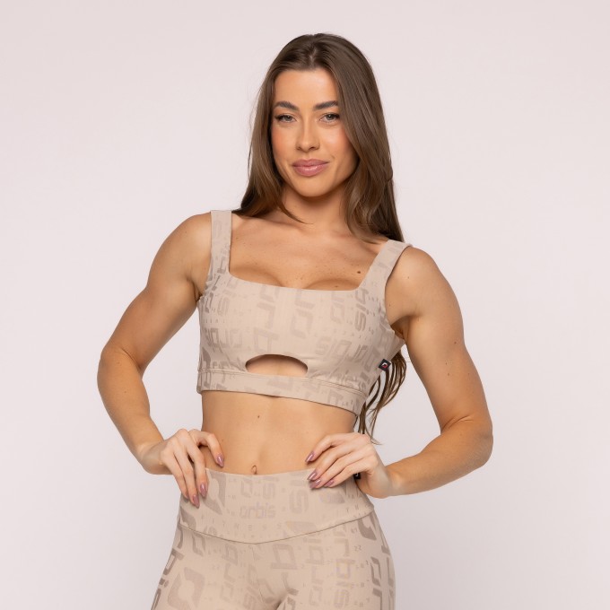 Top Fitness  Decote Orbis Feminino Bojo Removível Alça  Poliamida