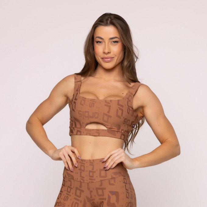 Top Fitness  Decote Orbis Feminino Bojo Removível Alça  Poliamida