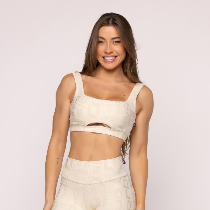 Top Fitness Decote Orbis Feminino Bojo Removível Alça Poliamida