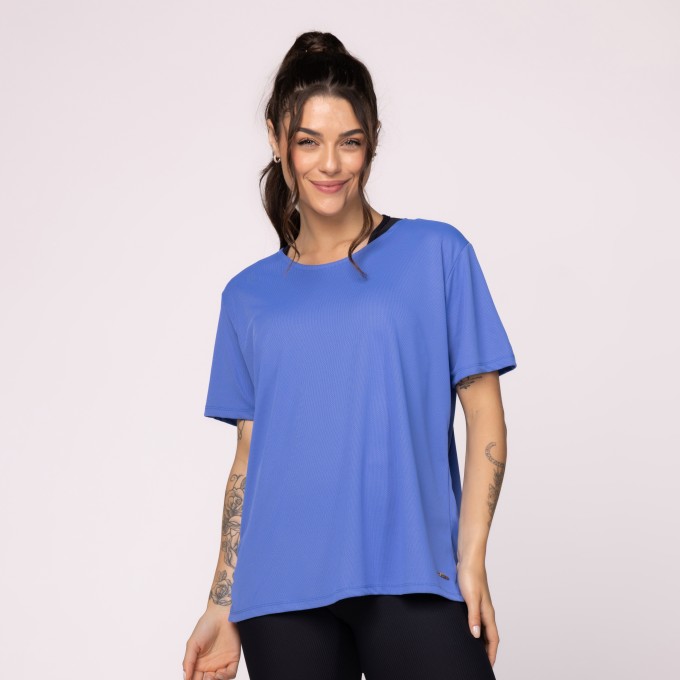 Blusa Fitness Feminina Tapa Bumbum Gola Redonda Manga Curta Over