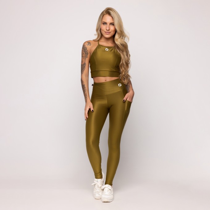 Conjunto legging 1 Bolso e Top Fitness  Feminino Compressão