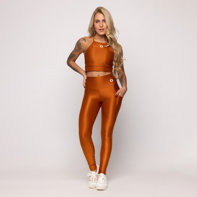 Conjunto legging 1 Bolso e Top Fitness  Feminino Compressão