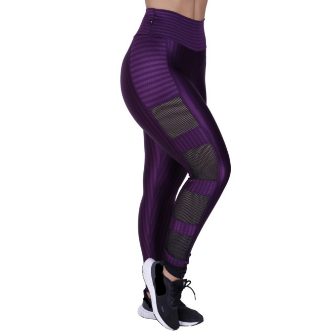 Calça Legging Fitness Orbis Cirrê 3D Detalhe em Tela Na Lateral