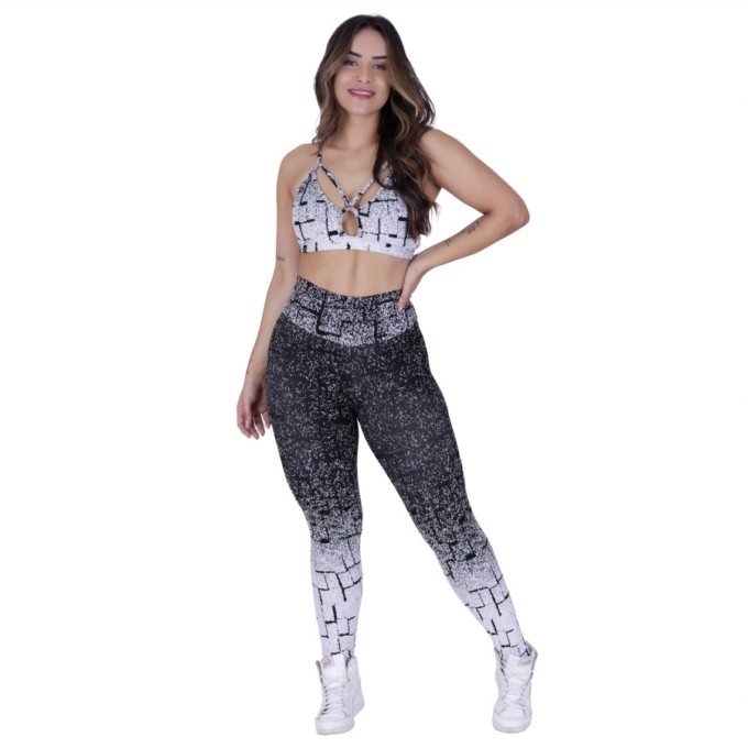 Calça Legging Fitness Degrade Cós Alto Poliamida Orbis