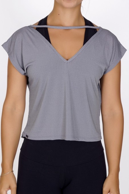 BLUSA CROPEDD FITNESS FEMININO GOLA CHOKER  ORBIS